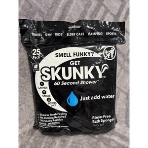 Skunky 60 Second Shower Rinse Free Bath Sponges 25 Pack New Camping Travel